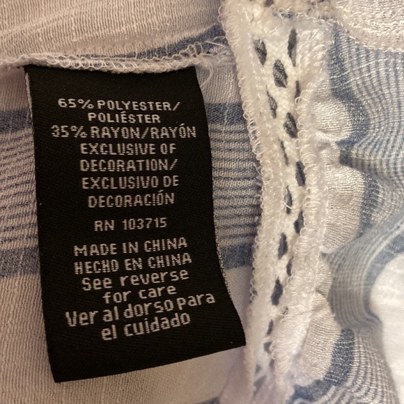 Zac & Rachel blue and white vertical striped peplum tunic with bell sleeves - Picture 5 of 5